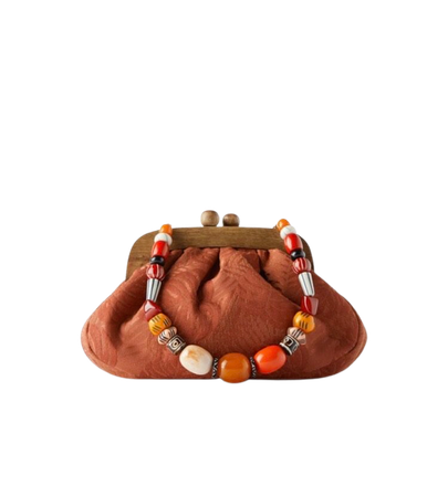 orange jacquered bead bag