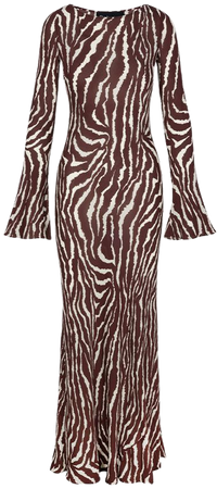 The Gia in Animal | Long Sleeve Silk Zebra Maxi Dress | Réalisation Par