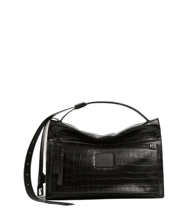 ALLSAINTS US: Womens Duro Leather Shoulder Bag (black_croc_black)