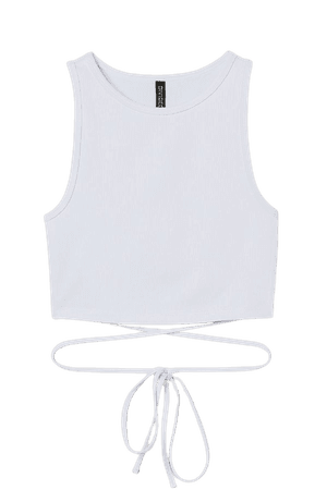 Ribbed Tank Top with Ties - White - Ladies | H&M US