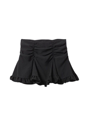 Gathered Mini Skirt - Black - Weekday WW
