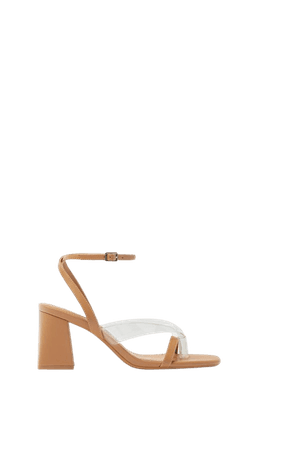 High-heel contrasting vinyl sandals - Shoes - Woman | Bershka