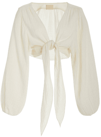 Bianca Tie-Front Cotton Blouse by Anaak | Moda Operandi
