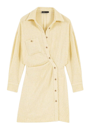 223RILLO Yellow lurex tweed asymmetric dress - Dresses - Maje.com