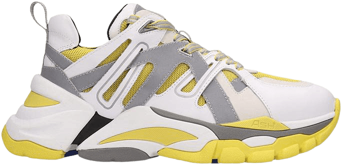 Ash White And Yellow Leather Flash Sneakers