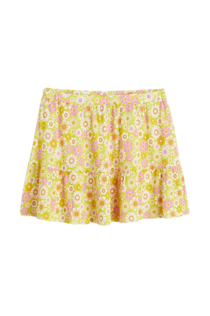 Flounced Crêped Skirt - Yellow/floral - Ladies | H&M US