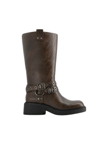 Biker boots with buckles and eyelets - Shoes - Women | Bershka