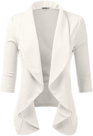 DOUBLJU Womens Lightweight Classic Draped Open Front Blazer with Plus Size Ivory 1X at Amazon Women’s Clothing store