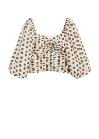 Ruched polka-dot blouse - Women | Mango USA