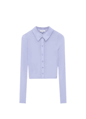 Lilac tulle T-shirt with buttons - pull&bear