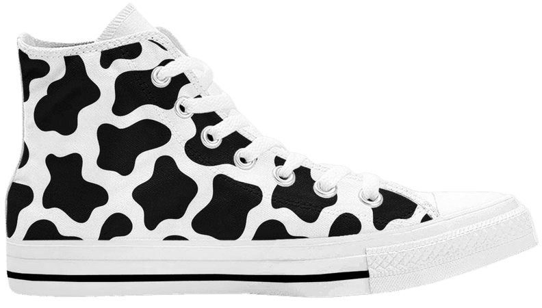 Cow Print Black and White Shoes - Animal Print High Top Sneakers – CustomKiks.com