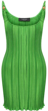 2021 New VERSACE GREEN SILK MINI DRESS 38 - 2 For Sale at 1stDibs