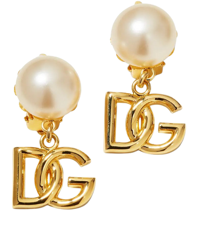 Dolce&Gabbana Pearly Logo Clip-On Earrings | Neiman Marcus