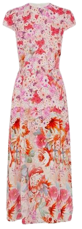 Reiss Pink Ivy Floral Print Midi Dress | REISS USA