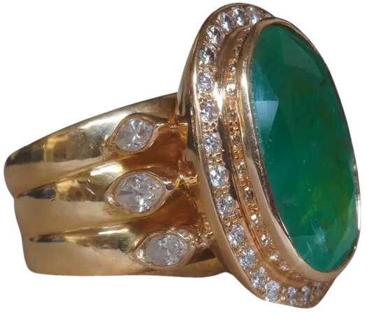 GIA 18K Green Emerald Diamond Ring Certified Huge VS Marquise Vintage 14.63 Cts For Sale at 1stDibs