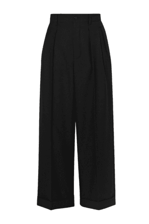 Black Cropped pleated wool-gabardine straight-leg pants | SAINT LAURENT | NET-A-PORTER