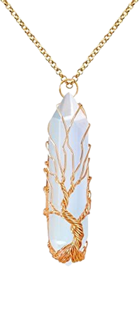 Amazon.com: VIBILIA Healing Crystal Necklace Tree of Life Wire Wrapped Opal Stone Point Pendant Necklace Hexagonal Reiki Spiritual Quartz Gemstone Jewelry for Women Men : Health & Household