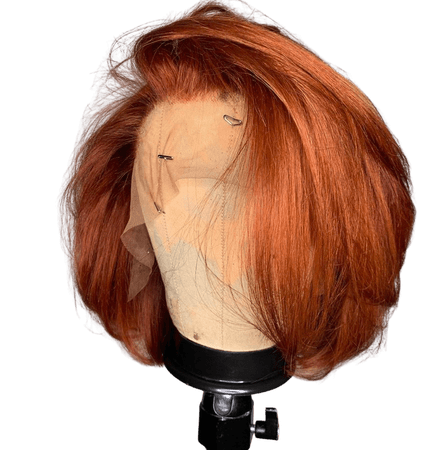 orange ginger side part bob lace wig