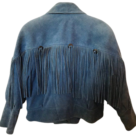 vintage (1975-1980) blue suede fringe jacket! 💙 • removable - Depop
