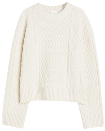 Cable-knit Sweater - Natural white - Ladies | H&M US