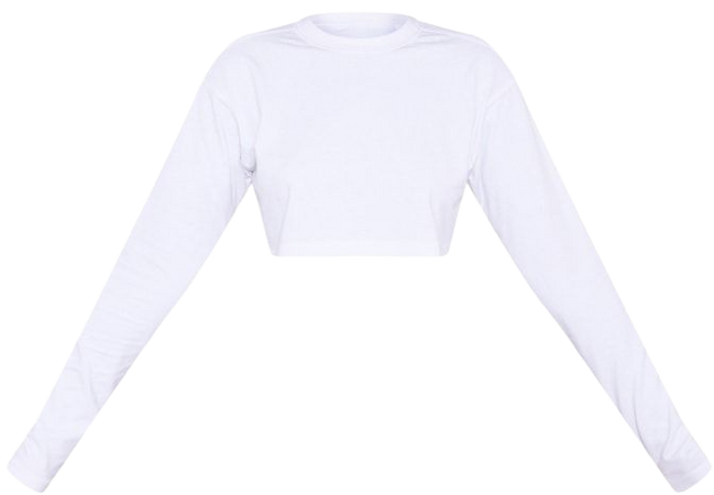 White Minimalist Crop Long Sleeve T Shirt | PrettyLittleThing USA