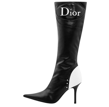 Dior by John galliano leather moto logo heel boots