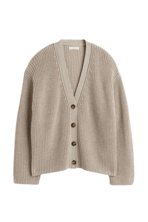 Rib-knit Cardigan - Light beige - Ladies | H&M US