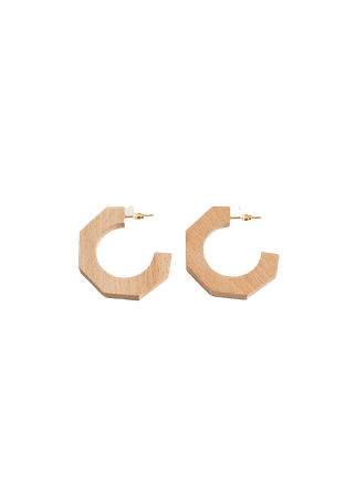Wood hoop earrings - Women | Mango USA brown