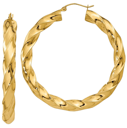 14k Yellow Gold 5mm Twisted Hoop Earrings