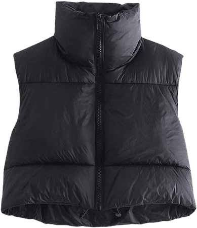 Gihuo Women' s Quilted Vest Sleeveless Puffer Jacket Cropped Coats Outerwear (Black, X-Small) at Amazon Women's Coats Shop