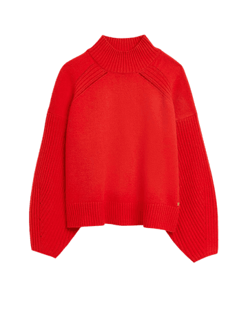Red knitted jumper | River Island