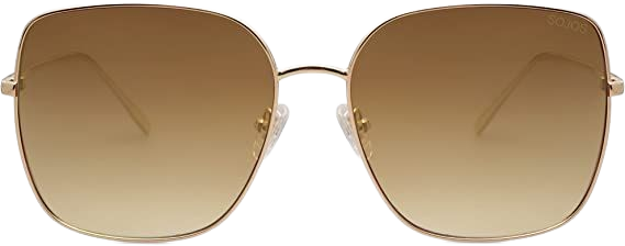 Amazon.com: SOJOS Trendy Oversized Square Metal Frame Sunglasses for Women Men Flat Mirrored Lens UV Protection Sunglasses SJ1146 with Bright Gold Frame/Gradient Brown Lens : Clothing, Shoes & Jewelry