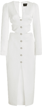 Button-Embellished Satin Midi Dress By Rasario | Moda Operandi