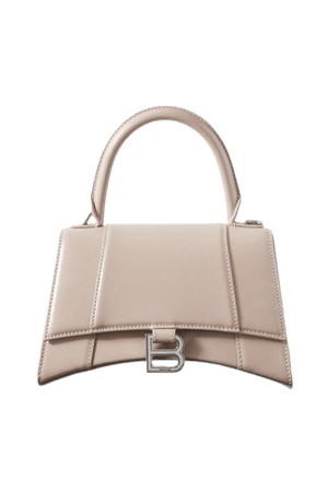 Hourglass Small Leather Tote - Beige