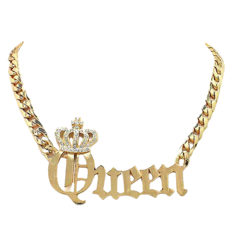 Queen Necklace / PrissyBliss | Chunky gold chain necklace, Gold charm necklace, Chunky gold chain