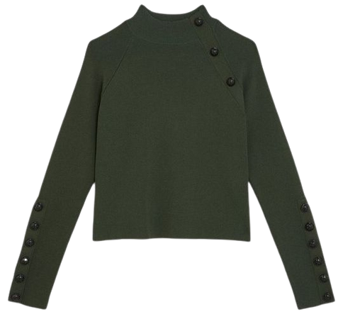 Rib Knit Military Trim Sweater | Karen Millen