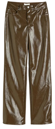 Coated Pants - Dark khaki green - Ladies | H&M US