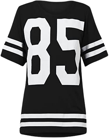 Womens Oversize 85 Football Style Jersey T-shirt (Sty) (4/6 (uk 8/10), Black) at Amazon Women’s Clothing store: Fashion T Shirts