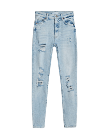 Super high-rise ripped skinny jeans - Denim - Woman | Bershka