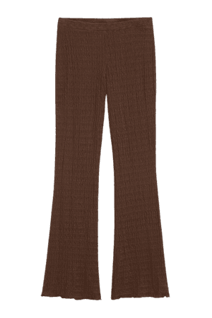 Brown textured flared trousers - Brown - Monki WW