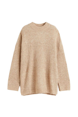 Rib-knit Sweater - Beige melange - Ladies | H&M US