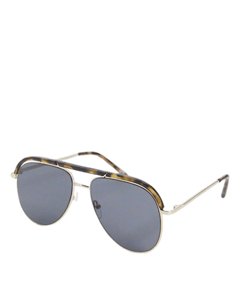 ASOS DESIGN aviator sunglasses with brow bar in tort | ASOS