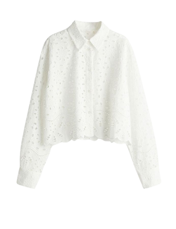 Eyelet Embroidered Shirt - White - Ladies | H&M US