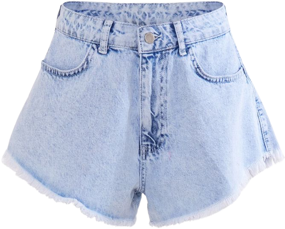Light Blue Wash Raw Hem Wide Leg Denim Shorts | PrettyLittleThing USA