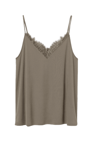 Lace-trimmed Camisole Top - Taupe - Ladies | H&M US