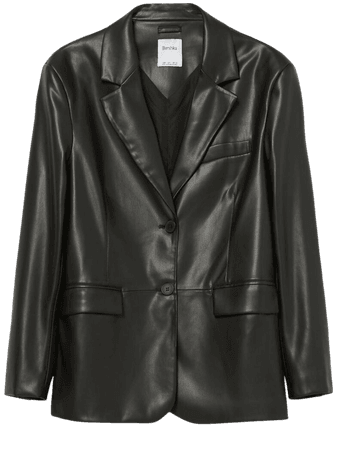 Faux leather oversize blazer - Blazers - Woman | Bershka
