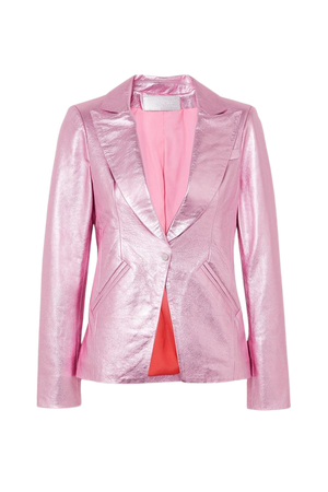 Pink The Hartland metallic leather blazer | The Mighty Company | NET-A-PORTER