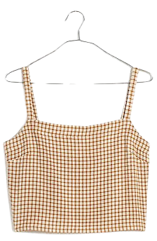 Square-Neck Supercrop Tank Top in Plaid