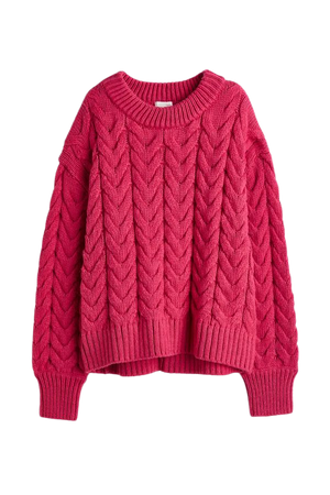 H&M+ Cable-knit Sweater - Cerise - Ladies | H&M US
