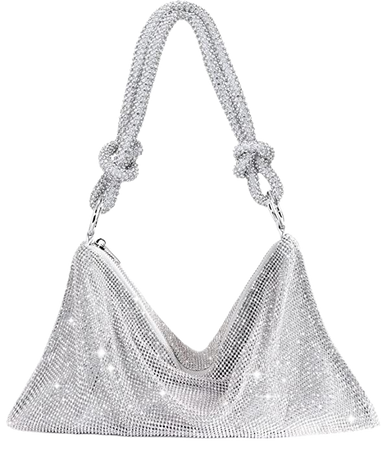 TOPALL Rhinestone Purse Sparkly Bag Silver Diamond Purses for Women Upgrade Evening Prom Rhinestone Bag Handbag Bling Hobo Bag for Party Club Banquet Wedding (Medium): Handbags: Amazon.com